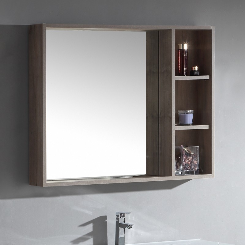 Meuble de salle de bain chêne 120 cm - Colonne de rangement - Miroirs